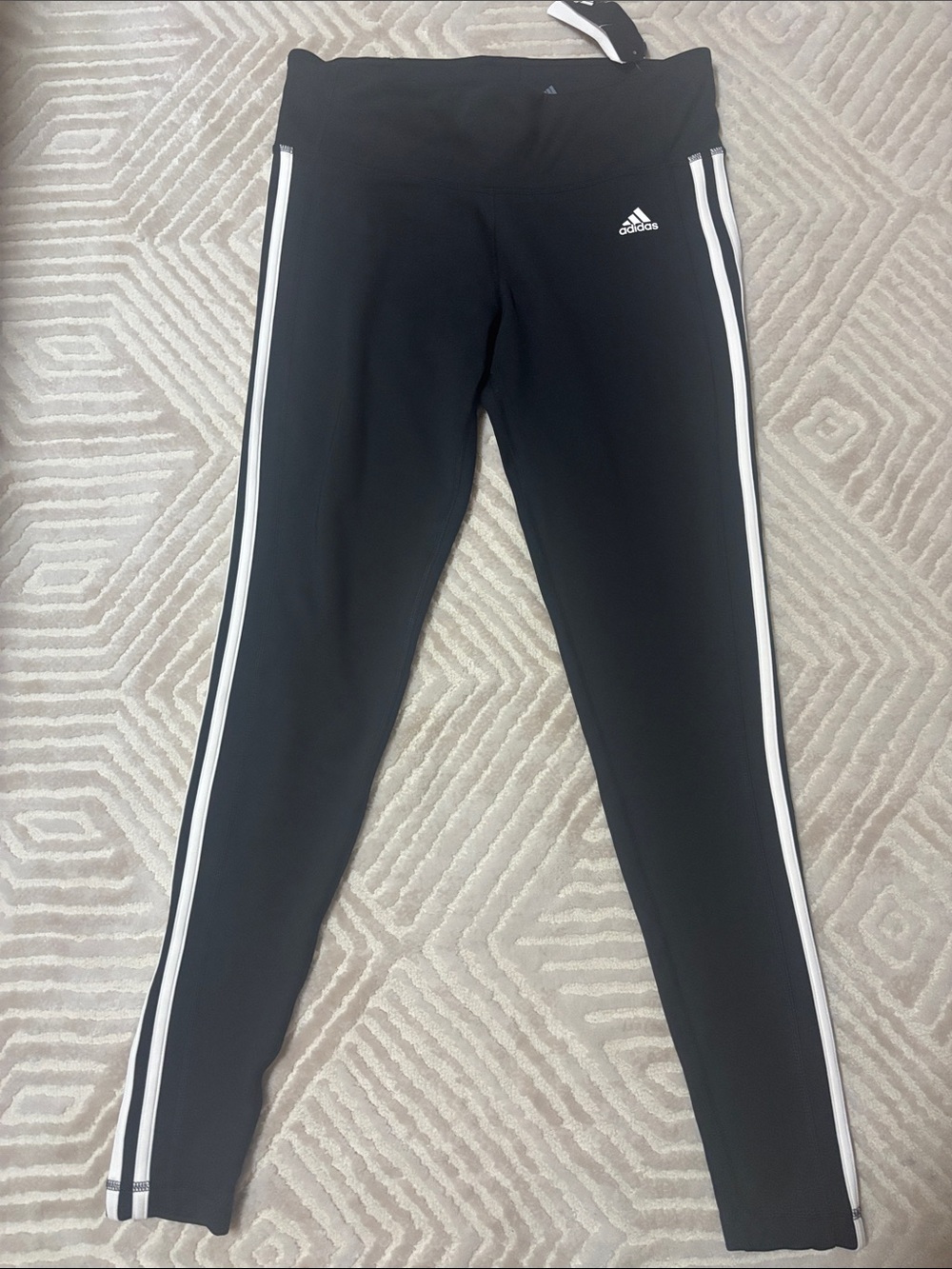 Women’s adidas Black Leggings with White Side Stripes size M-L